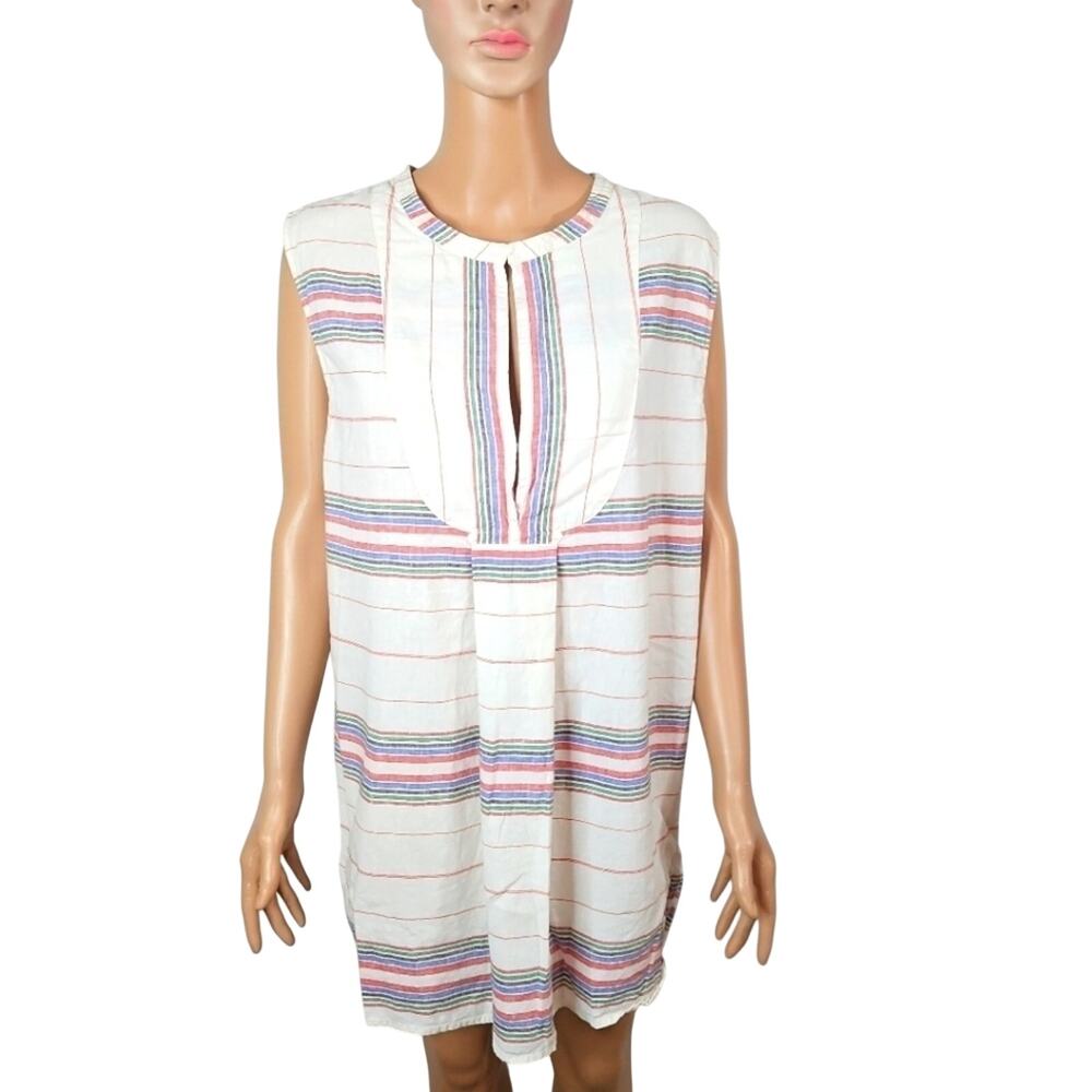 J.Crew White Striped Tank Top Size L